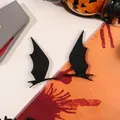 Pair of black bat wing hair clips for Halloween party with metal duckbill base - Black Bat Wing Hair Clip
