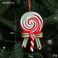 Red, white and green spiral candy cane Christmas tree ornament with striped bow - Style D-Red White Green Tri-color Spiral Lollipop
