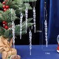 Christmas acrylic icicle ornament set with spiral texture and silver strings, 130mm long - Thin Icicle (HQZX14)