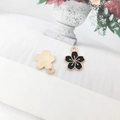 Golden cherry blossom enamel pendants with black fill for DIY jewelry making - Sakura