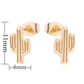 Golden minimalist cactus earrings in hollow stainless steel, height 11mm and width 6mm - Cactus / Gold
