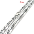 Polished silver cuban link chain necklace with secure heavy-duty square clasp - 9.5mm Beveled Double Weave