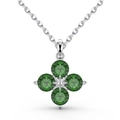 Collier élégant en argent S925 avec pendentif trèfle à quatre feuilles en zircon vert - Vert