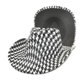 Chapeaux fedora classiques à motif pied-de-poule noir et blanc en feutre de laine - M (56-58cm) / Motif Pied-de-Poule Extérieur