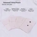 Pink velvet jewelry organizer pouch with snap closure in various sizes for luxury gifts - Snap Velvet Jewelry Pouch / 9.5*9.5cm / Off White