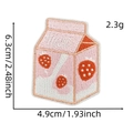 Pink strawberry milk box embroidered patch for clothing with detailed size measurements - Milk Box Shape (Style 12)
