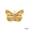 Golden butterfly brooch with hammered metal wings and sparkling rhinestone center - Hammered Butterfly Style (KX020) / Gold (KX020)