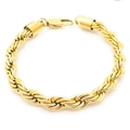 Polished 18k gold vacuum plated stainless steel twist chain bracelet with lobster clasp - 20cm / 7mm / Gold