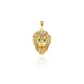 Colgante cabeza de león dorado con ojos verdes y circonitas para collares de bricolaje - Dorado