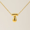 Golden titanium steel necklace with mushroom pendant in a polished glossy finish - Gold - Letter T