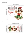 Vintage Pin-up Girl Weihnachts-Wandtattoo mit Frau, Bier und festlichem Text-Design - Wunderbare Zeit Für Ein Bier (PC186)