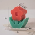 Candela profumata a fiore rosso e verde 6x5x2.5cm regalo decorativo fatto a mano - Fiore Rosso Foglia Verde Scuro