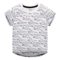 Kinder T-Shirt in Weiß mit Allover-Krokodil-Print aus Baumwolle und Rundhalsausschnitt - 5T (Empfohlene Höhe 100-110) / Handgezeichneter Krokodil-Druck (6536)