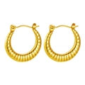 French vintage style gold-plated stainless steel ribbed hoop earrings for women - Vintage Ribbed Lever-back