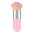 Chubby portable foundation brush with pink handle and colorful gradient bristles - Small Chubby Pink Silver Rainbow Hair