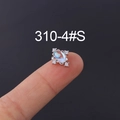 Silver moonstone ear stud with rainbow oval gem and crystal halo shown on fingertip - Oval Gemstone Style (HSPJ310-4#S) / Silver