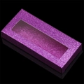 Dettaglio scatola ciglia viola glitterata con finestra trasparente e cartone - Scatola + Scheda Inferiore / Rosa Rossa