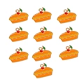 Detailed view of ten orange enamel pumpkin pie pendants with small cherry for DIY jewelry - Style 1 Thanksgiving Pie/10Pcs