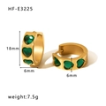 Orecchini a cerchio in acciaio placcato oro 18K con zirconi verdi a forma di cuore - Oro 18K (HF-E3225)