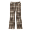 Pantalon à carreaux marron classique pour femme avec coupe ajustée sur fond blanc - XS / Pantalons