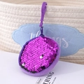 Lila Pailletten-Minibörse mit Augen-Design und Federhaken für kleine Mädchen - Violett