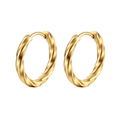 Klassische gedrehte runde Creolen in poliertem Gold-Finish für Damen und Herren - Gedrehte Ohrschnalle (MS-100) / Gold