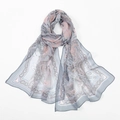 Lightweight grey and pink paisley pattern georgette silk scarf for summer beach sun protection - 160*50CM / XQ502-3# Grey