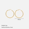 Polished 40mm golden stainless steel hoop earrings with a classic circular design - 40mm / Gold