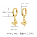 Gold butterfly hoop earrings with sparkling white crystals in a minimalist 18K plated design - Butterfly