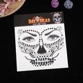 Day of the Dead skeleton face gems with black and clear rhinestones for costume makeup - Black and White Style 6