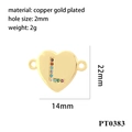 Detail view of 18K gold plated heart pendant with zircon letter L and 22mm measurements - Letter L