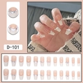 French ballet press-on nails in milky white with 3D hearts and pearls D-101 - French Heart Pearl Style (D-101) / 24 Pcs/Set