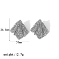 Textured silver stainless steel irregular earrings, size 36.5mm by 31mm, weight 12.7g - Silver Irregular Wrinkled Style (TE6560-S)