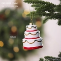 Three-tier wedding cake Christmas ornament in red and white resin for tree decoration - Cake