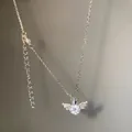 Elegant pearl and titanium steel necklace with a crown and angel wing pendant - X1075 Silver - Crown Feather