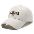 Retro cream cotton baseball cap with Florida 1990 brown embroidery and soft top crown - Adjustable / White