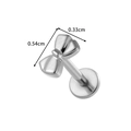 Silver F136 titanium bow stud earring with flat back and 0.54cm width dimensions - Bowknot Style (T2542-5#) / Silver