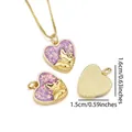 18K gold plated necklace with purple heart pendant featuring a 3D gold butterfly detail - Heart Butterfly / Starry Purple Opal