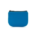Blue canvas coin purse with vintage bronze zipper and white contrast stitching detail - Danube Blue