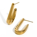Minimalistische U-förmige Ohrstecker aus 18K vergoldetem Edelstahl auf weißem Grund - Gold U-Form Offener Stil (SE23031402)