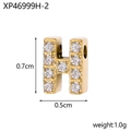 Gold stainless steel letter H pendant with micro-pave zircons for DIY jewelry making - Drilled And Diamond-set Letter H (hole Inner Diameter 0.2cm)