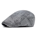 Gorra clásica de cuadros grises para hombre con diseño estructurado de pata de gallo chic - Gris