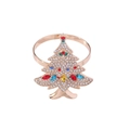 Rond de serviette sapin de Noël en or rose avec cristaux colorés sur fond blanc - Style Sapin de Noël Or Rose (Z1083)