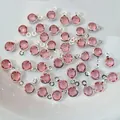 Rosa runde facettierte Glasanhänger mit silberner Fassung für DIY-Schmuckherstellung - Silber Basis Hellrosa