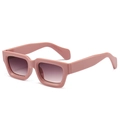 Vintage chunky pink square sunglasses with purple gradient lenses for a retro fashion look - Purple Pink Frame Gradient Gray Lens