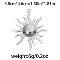 Polished silver stainless steel sun pendant charm with hollow face design 3.8cm - 3.8cm*4.6cm / Silver