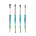 Blue-green gradient handle makeup brush set with animal hair for detailed eyeshadow blending - Ice Blue 4Pcs Eye Brush Set (Grey)