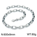 Minimalist silver stainless steel paperclip chain necklace measuring 600x9mm and weighing 80g - Steel Color Necklace 60cm (KN202960-Z)