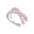 Eleganter S925 Sterling Silber Kreuzring mit funkelnden rosa Steinen und Politur - Einzelnes Platin - Rosa Zirkonia