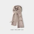 Knitted oatmeal scarf for women with bow accents, length 160cm and width 22cm - 160x22cm / Light Gray